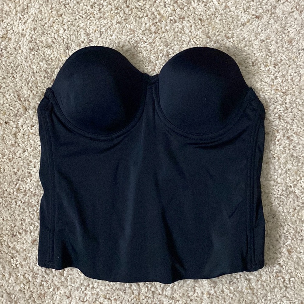 black, bra clip, crop top corset.